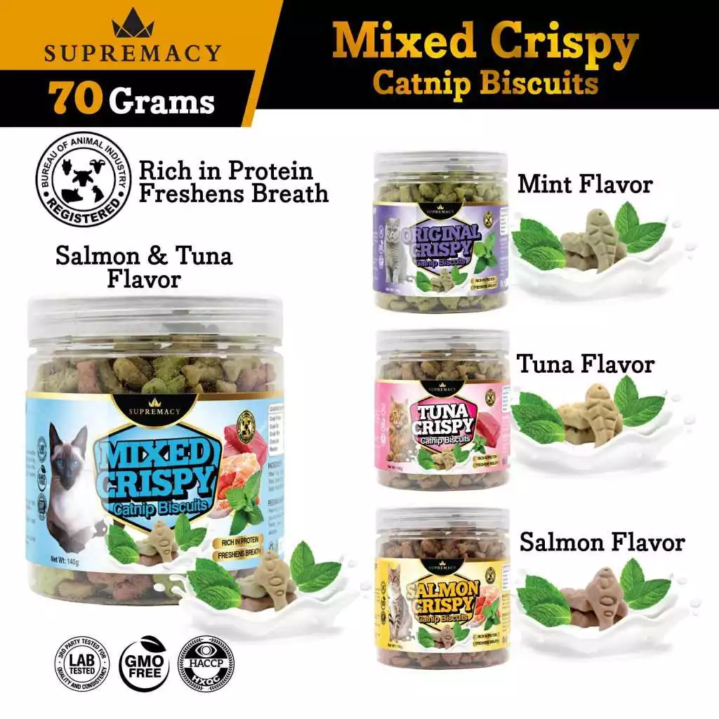 Supremacy Crispy Catnip Biscuits Cats Treats 140g Crunchy Healthy Snacks