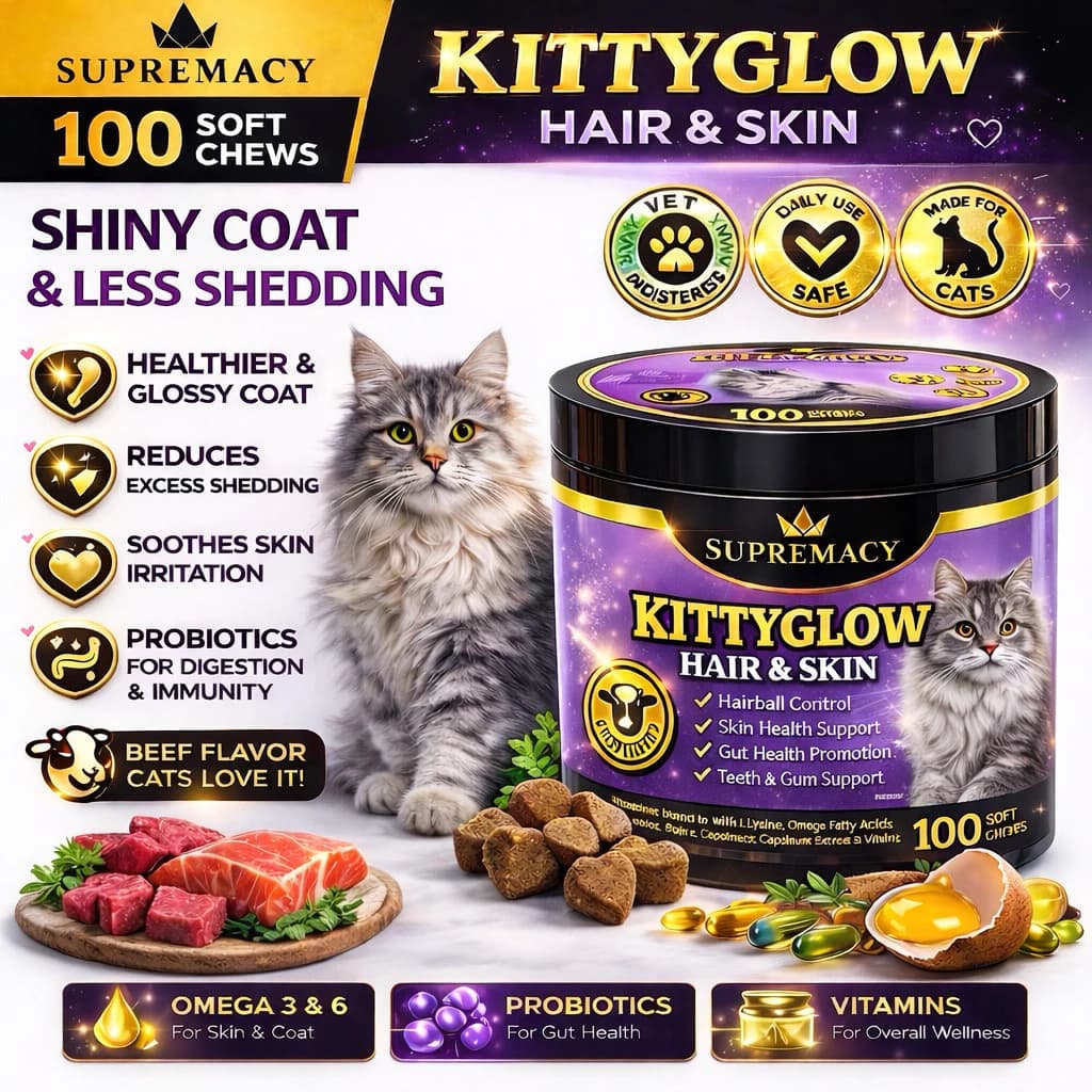 Supremacy Vitality Vet Immune Boost Cat Treats Skin & Coat Support Wellness Multivitamins Beef