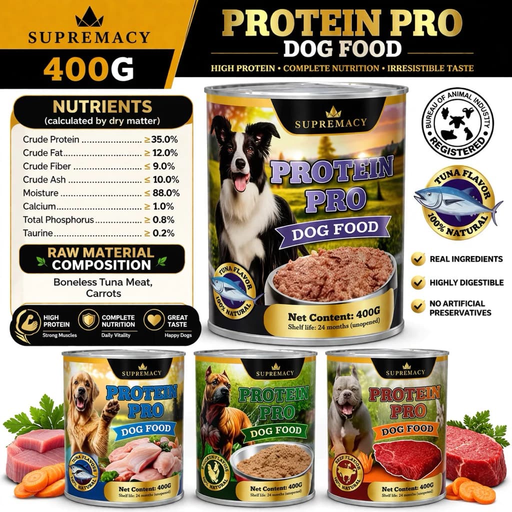 Supremacy Protein Pro 35% Protein Dog Food Topper Mousse Low Salt 0.3% Picky Eaters Boosts Appetite