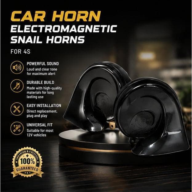 12V Electromagnetic Snail Horn Universal Car & Motorcycle Horn Loud Sound Waterproof Dual Tone High!