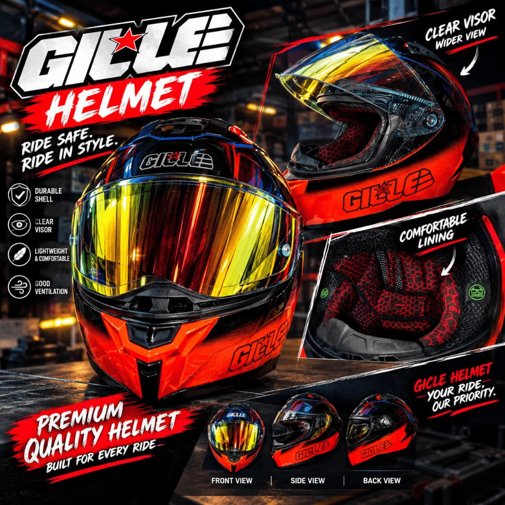 GILLE Helmet FF007 Kerena Version Black/Red / XXL