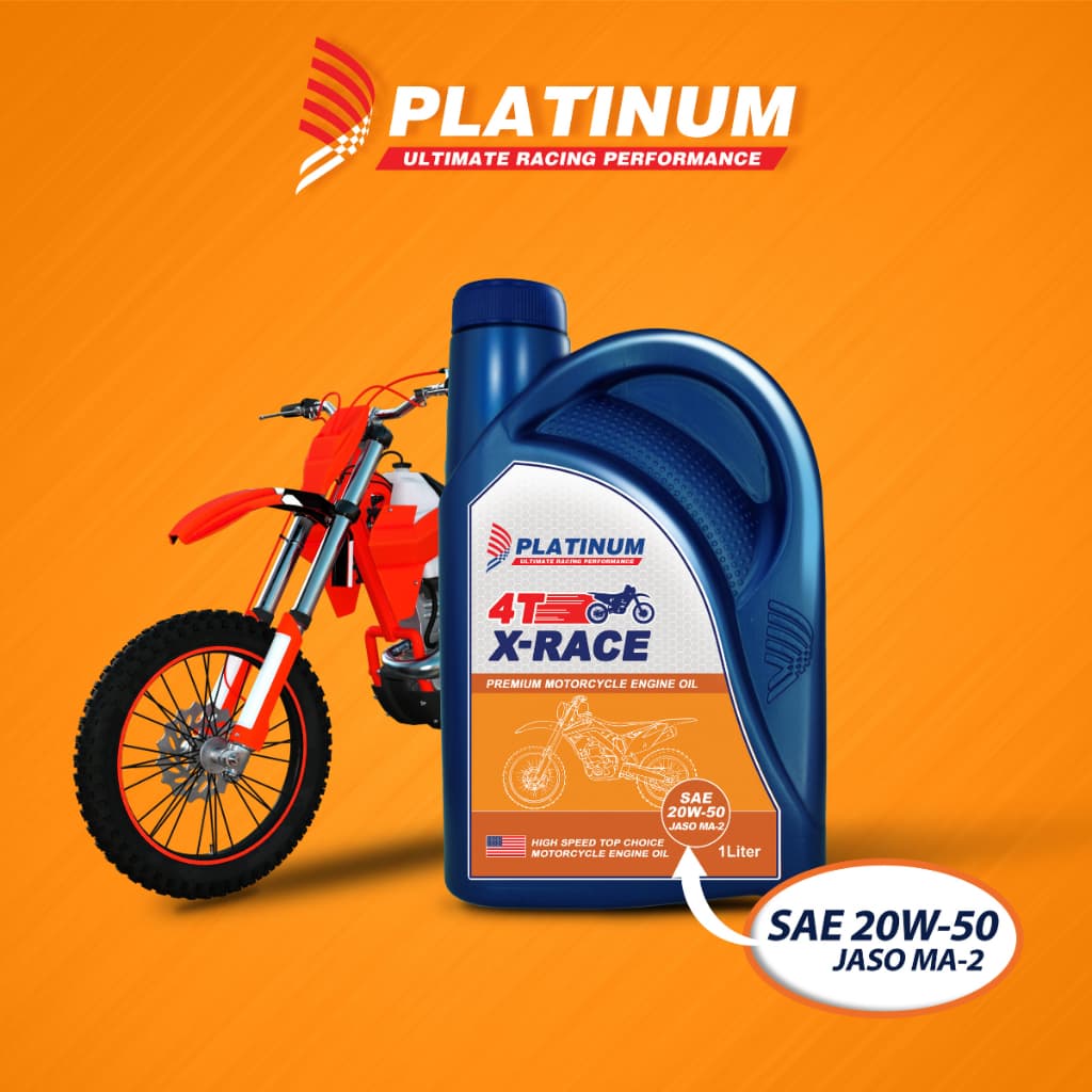Platinum 4T X-RACE – Fully Synthetic 4-Stroke Motorcycle Oil (SAE 20W-50/20W-40 – 1L & 200ML). PLTE