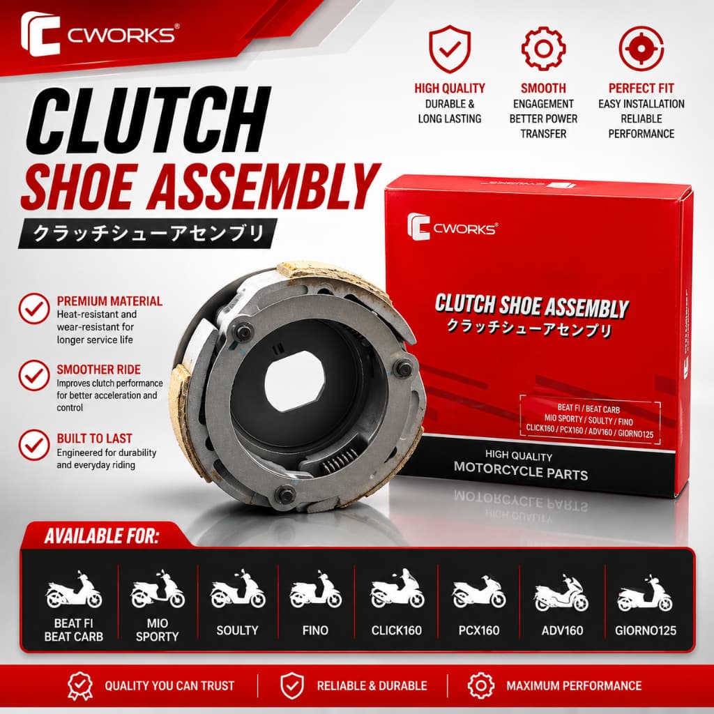 CWORKS Clutch Shoe Assembly | For Beat FI/Carb, Mio Sporty, Soulty, Fino, Click160, PCX160, ADV160!!