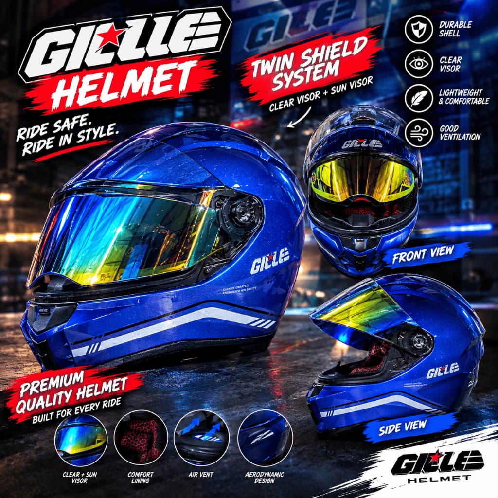 GILLE Helmet Aegis Version Porsche Blue / Revolens Large & XL