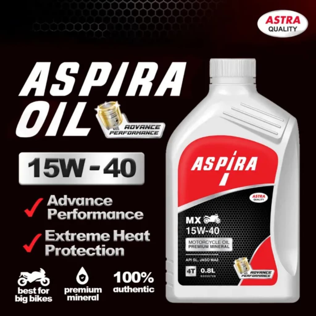 Aspira Motorcycle Oil MX Matic 800ML 4T (15W-40)