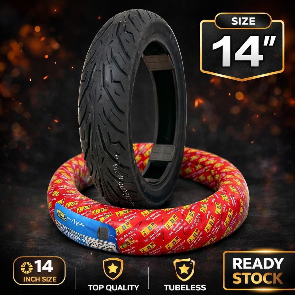 RANDOM  MOTORCYCLE TUBELESS TIRE  14” Rim Free Sealant and Pito+ (100/80-14)