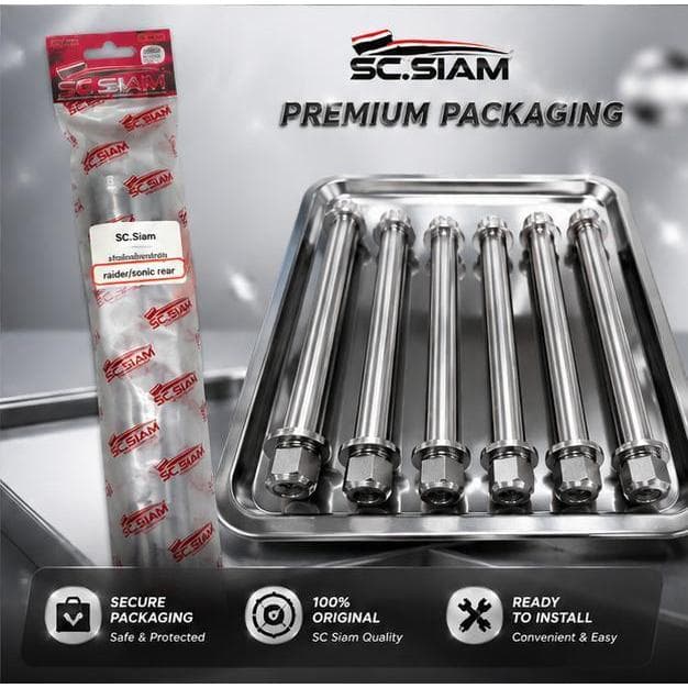 SC SIAM ★ Rear Wheel Axle • Raider Sonic • CNC • 304 Stainless Steel