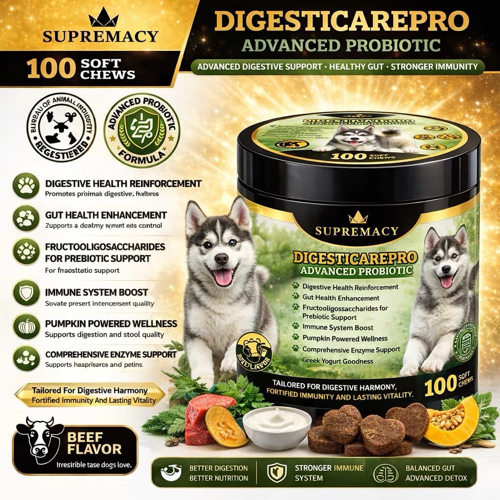 Supremacy DigestiCare Pro Probiotic Treats For Dogs Gut Health & Immune Support Digestive Balance
