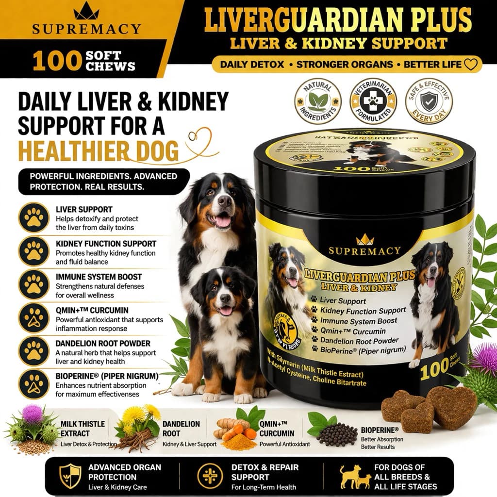Supremacy Liver Guardian Plus Dogs Liver Kidney Support Treats Beef Flavor with Milk Thistle Extract