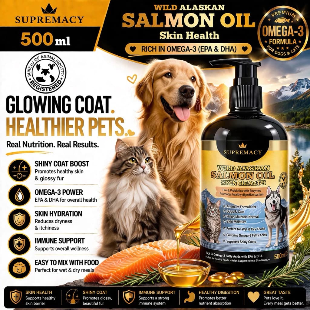 Supremacy Wild Alaskan Salmon Oil Treats for Dogs & Cats - Omega-3 EPA & DHA for Skin, Coat & Joint