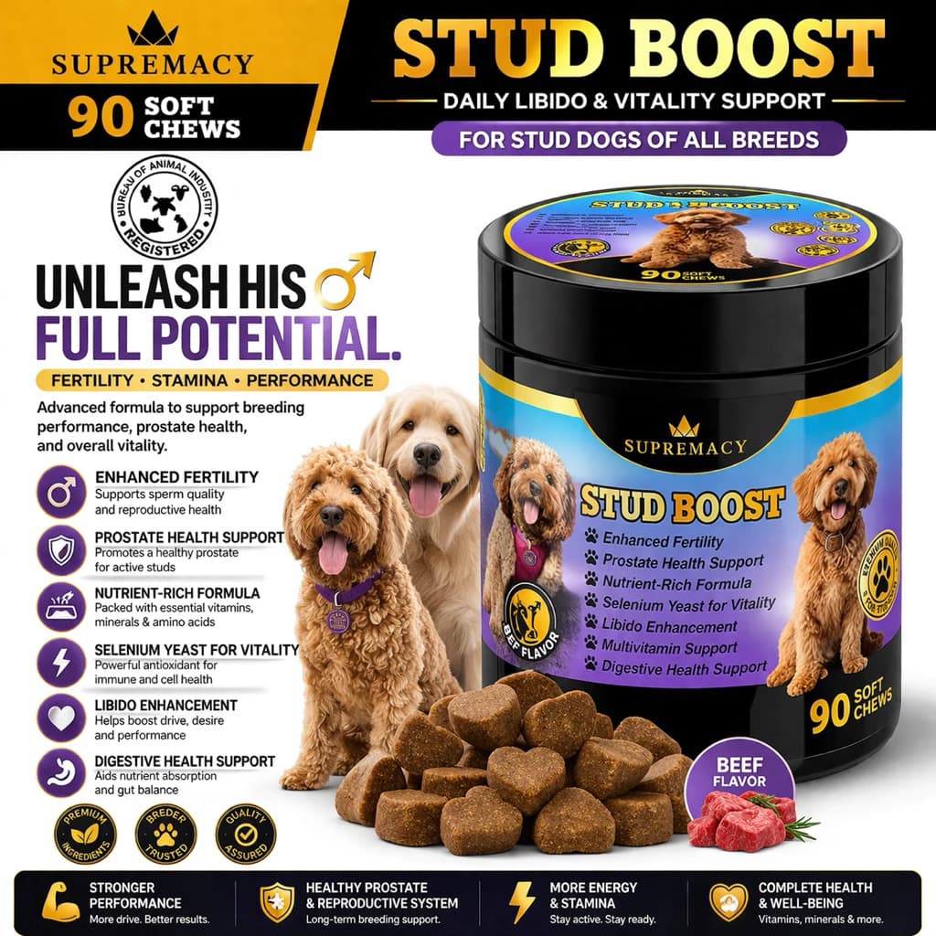 Supremacy Stud Boost Fertility Treats for Dogs Enhance Male Reproductive Health Support Breeding