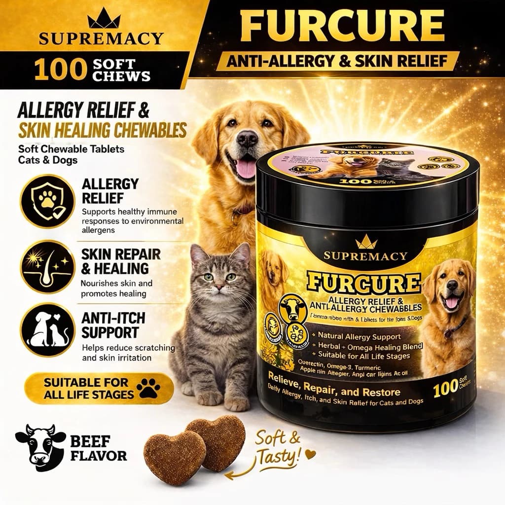 Supremacy FurCure Allergy & Skin Support Chewables For Dogs & Cats Itch Relief Coat Wellness